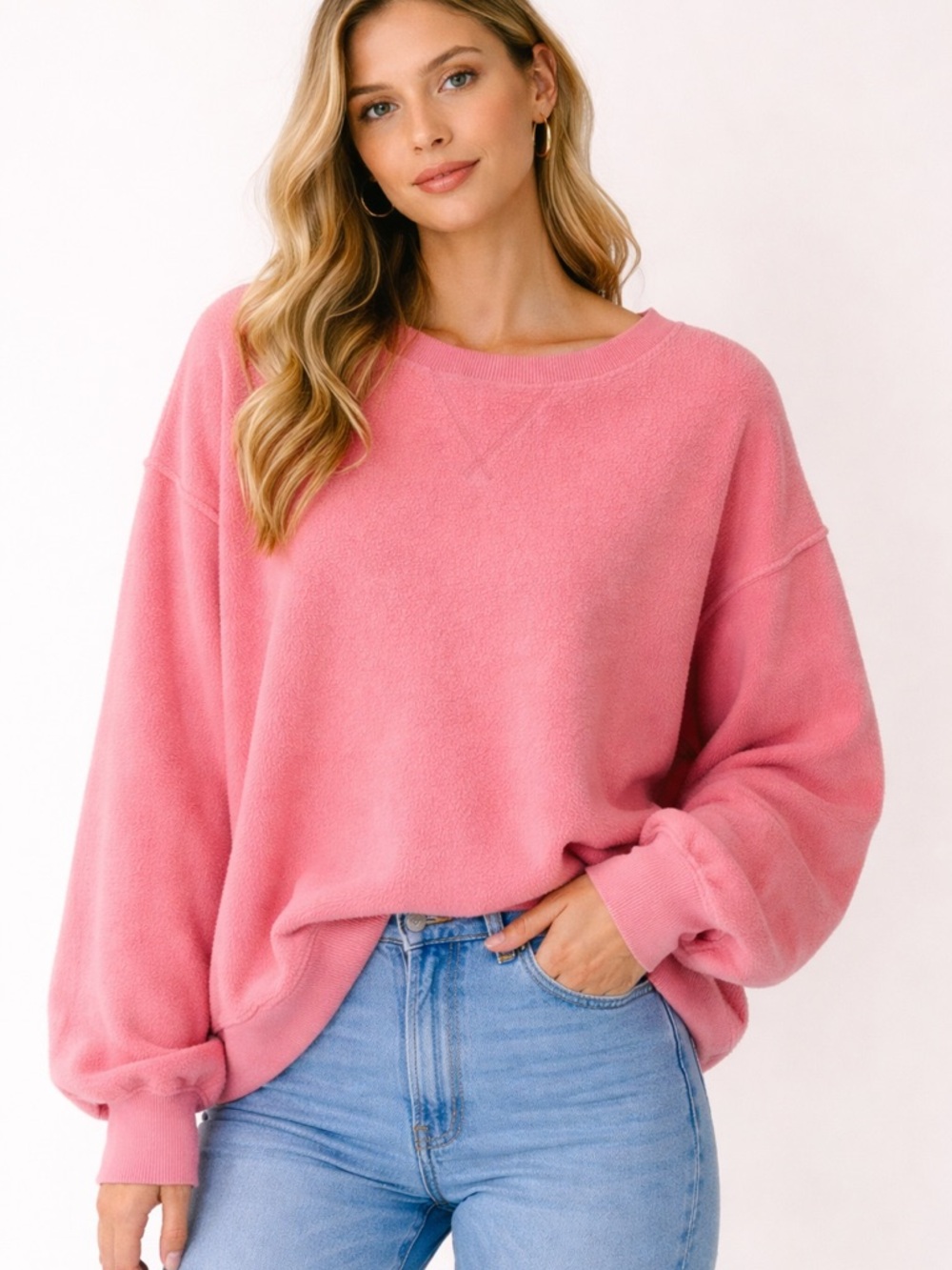 American Eagle Oversized Coral Pink Crewneck Sweater